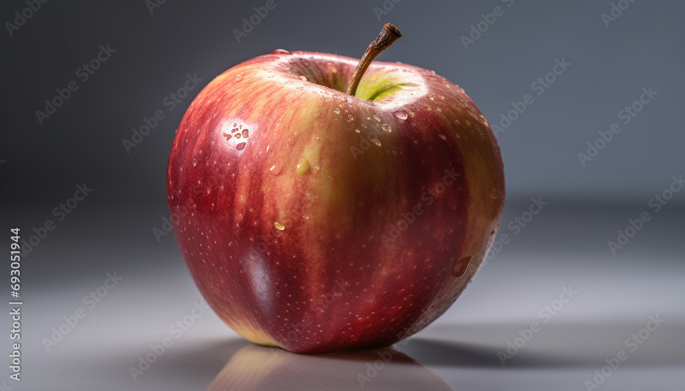 Juicy red apple, fresh and organic, perfect for healthy snacking generated by AI Juicy red apple, fresh and organic, perfect for healthy snacking generated by AI