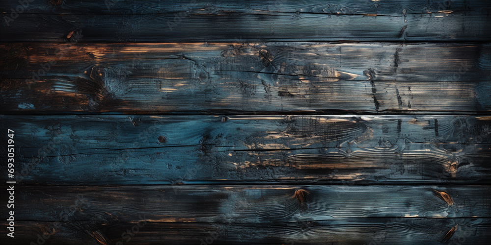 Old blue wooden wall background or texture boards painted in blue ...