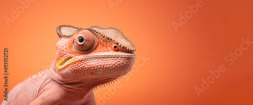 close up of a chameleon  peach fuzz   color of the year 2024 