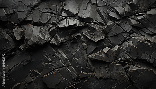 Abstract black background, rough textured coal stone construction industry generated by AI