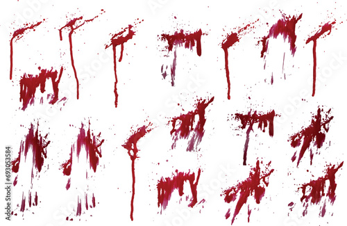 Blood spatter realistic vector background set. red blood  paint splashes set. Realistic set of blood splatter vector photo
