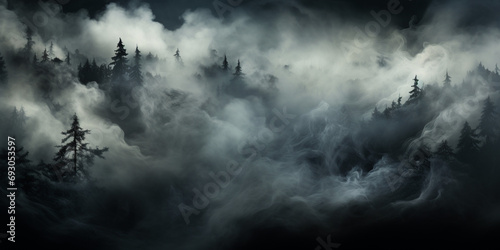  low angle view of silhouette buildings against sky charcoal background high quality Pine forest on the slopes of the Himalayas in the fog.AI Generative