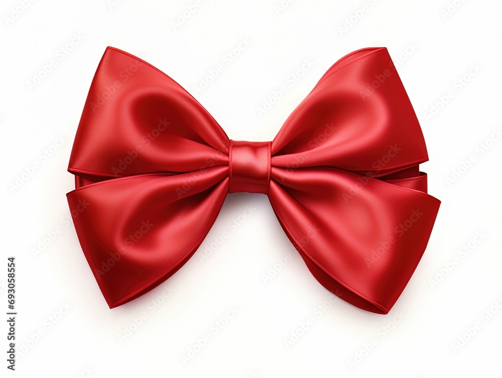 A red satin bow isolated on white background