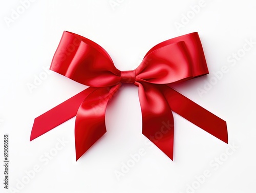 A red satin bow isolated on white background