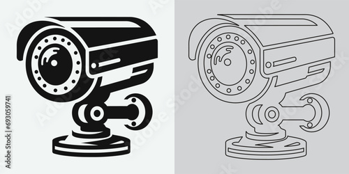 Set of security or surveillance camera icons. CCTV camera icon, Vector Graphics. Wireless security camera icon. Black icon illustration for CCTV camera isolated on white background