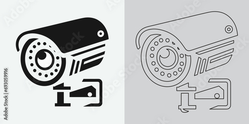 Set of security or surveillance camera icons. CCTV camera icon, Vector Graphics. Wireless security camera icon. Black icon illustration for CCTV camera isolated on white background