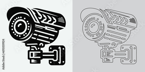 Set of security or surveillance camera icons. CCTV camera icon, Vector Graphics. Wireless security camera icon. Black icon illustration for CCTV camera isolated on white background