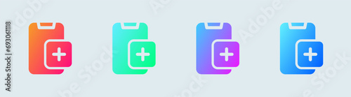 Add device solid icon in gradient colors. Phone signs vector illustration.