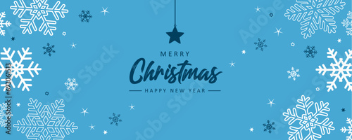 merry christmas greeting card with snowflake and stars vector illustraion EPS10