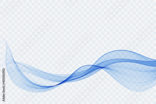 Abstract blue wave on a transparent background.