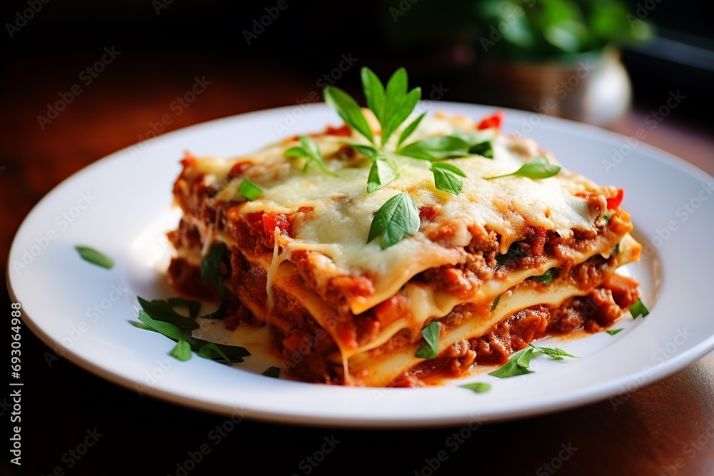 Lasagna: Layered Italian Pasta with Cheese, Meat, Vegetables, and Tomato Sauce Lasagna: Layered Italian Pasta with Cheese, Meat, Vegetables, and Tomato Sauce