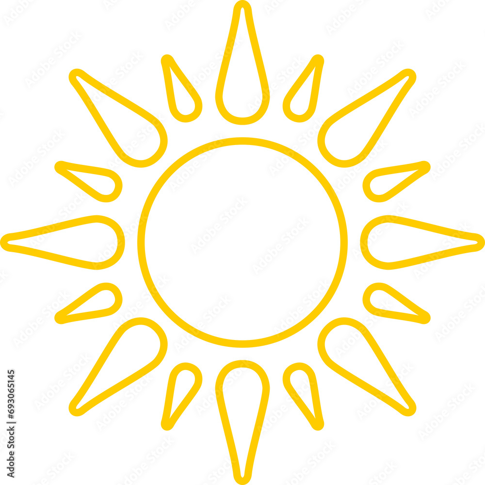 Sun with rays or sunburst icon. Radial sunset beams Sun with rays or sunburst icon. Radial sunset beams