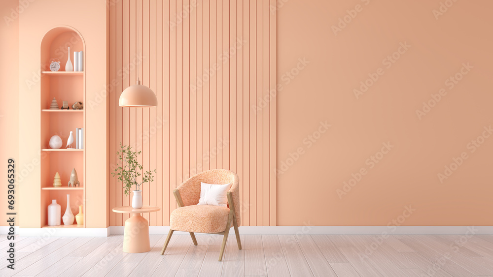 Φωτογραφία Peach fuzz room ,minimal interior  livingroom