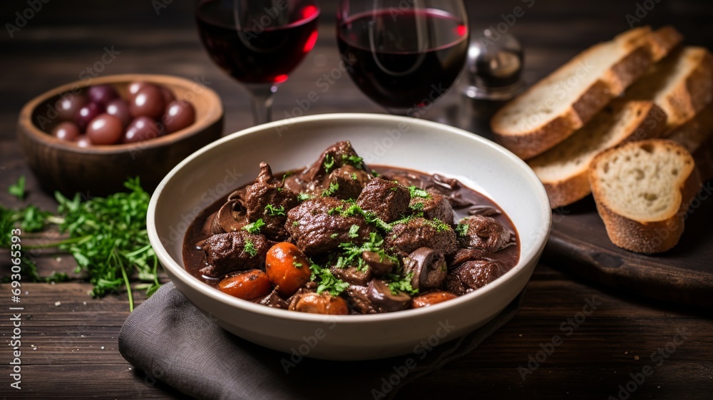 Beef Bourguignon: French Beef Stew Braised in Red Wine with Garlic and Mushrooms Beef Bourguignon: French Beef Stew Braised in Red Wine with Garlic and Mushrooms
