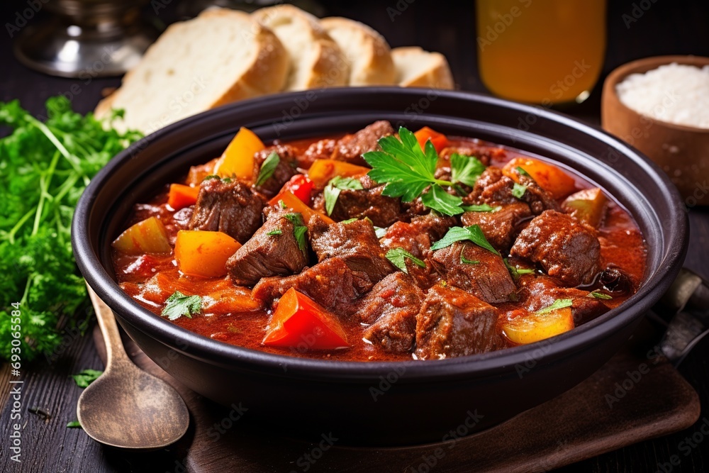 Goulash: Hungarian Meat and Vegetable Stew with Paprika and Spices