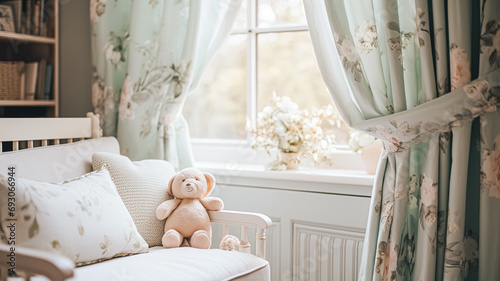 Baby room decor and interior design inspiration in the English countryside style cottage photo