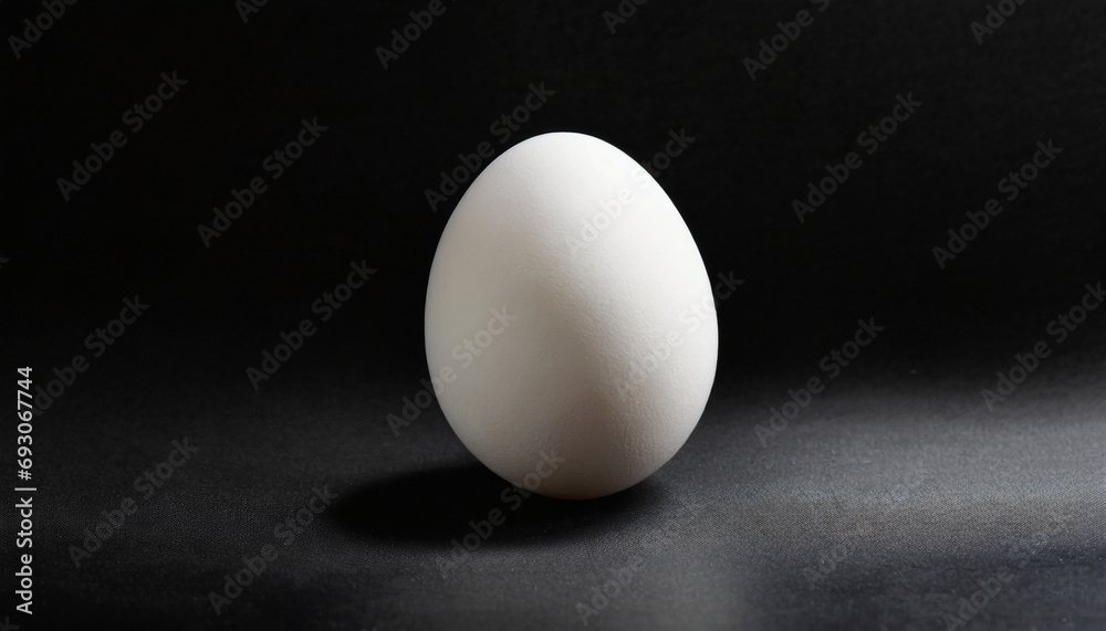 Single, chicken egg on a black background with copy space Single, chicken egg on a black background with copy space