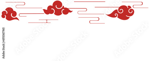 chinese cloud wind vector red pattern with transparant background