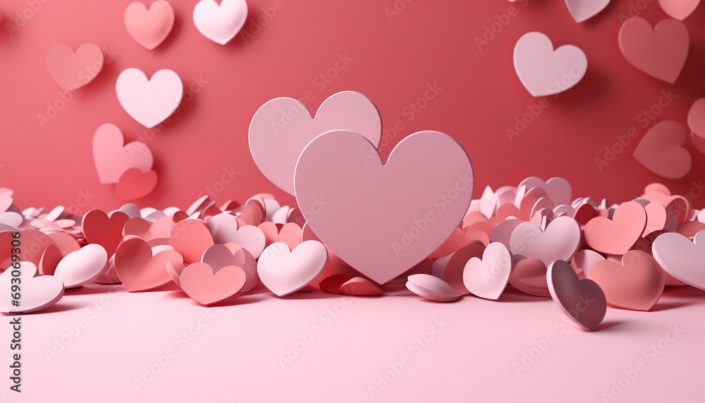 Love and romance in a heart shaped backdrop generated by AI