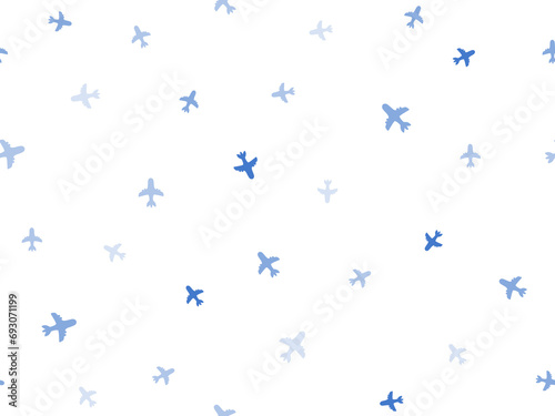 Passenger aircraft vector seamless pattern