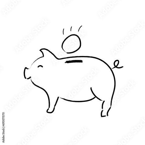 Piggy bank doodle painted illustration