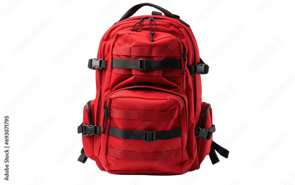 Lightweight Emergency Backpack On Isolated Background - obrazy, fototapety, plakaty 
