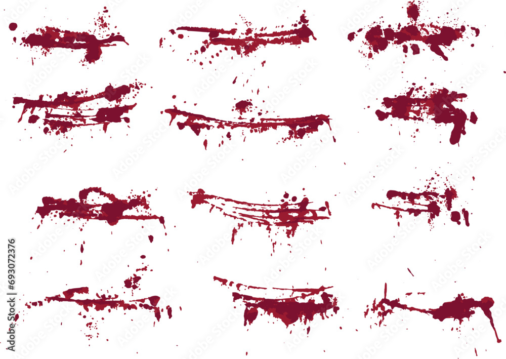 Red ink blood splatter collection. red blood ink splat background set. Blood paint splatter set