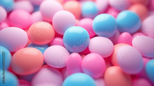 Pink and light blue colorful round candies background photo