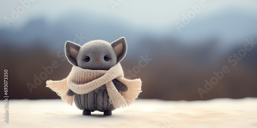 minimalist cute Bat toy blurred background