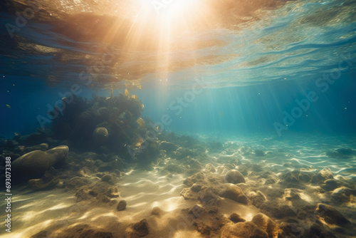Sunlit Serenity: Rays Painting the Ocean Floor