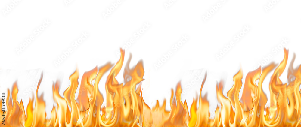 realistic fire flame effect on transparent background - obrazy, fototapety, plakaty 