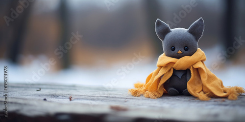 minimalist cute Bat toy blurred background