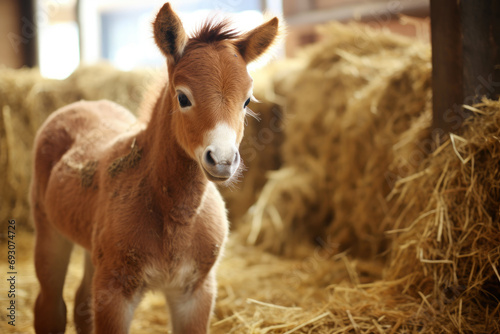Rural Charm: Baby Horse in a Quaint Farm Setting