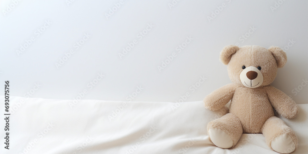 minimalist cute Bear doll on the bed minimalist cute Bear doll on the bed