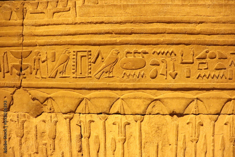 ancient egyptian hieroglyphics at Kom Ombo temple
