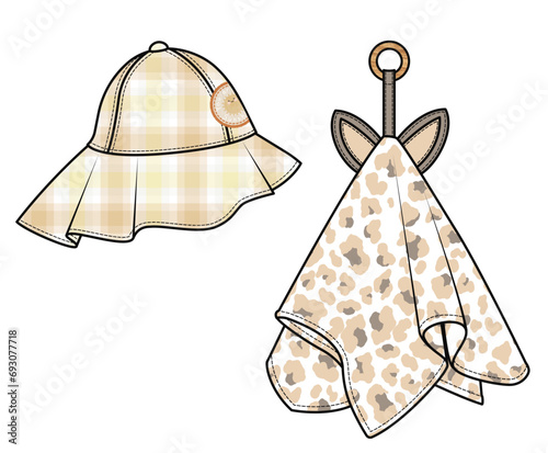 Fashion Flat Cad, Kids Fashion illustration, baby clothes, baby fashion, Baby accessory, baby fashion flat cad