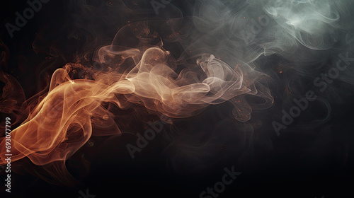 Smoke on dark background, product placement space