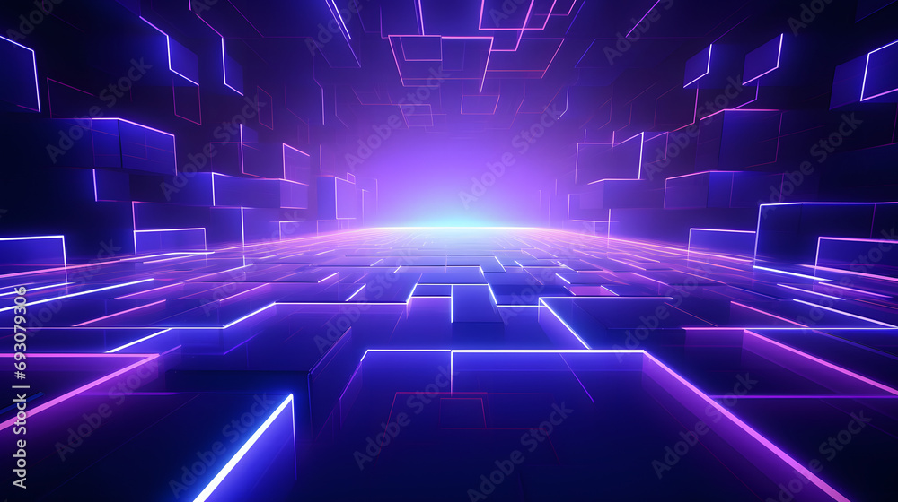 3d rendering of purple and blue abstract geometric background. Scene for advertising, technology, showcase, banner, game, sport, cosmetic, business, metaverse. Sci-Fi Illustration. Product display 3d rendering of purple and blue abstract geometric background. Scene for advertising, technology, showcase, banner, game, sport, cosmetic, business, metaverse. Sci-Fi Illustration. Product display