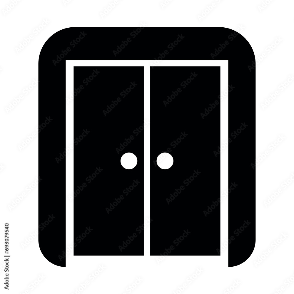 Door black vector icon on white background Door black vector icon on white background