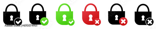 Lock vector icon. Protection security and unsecured symbol