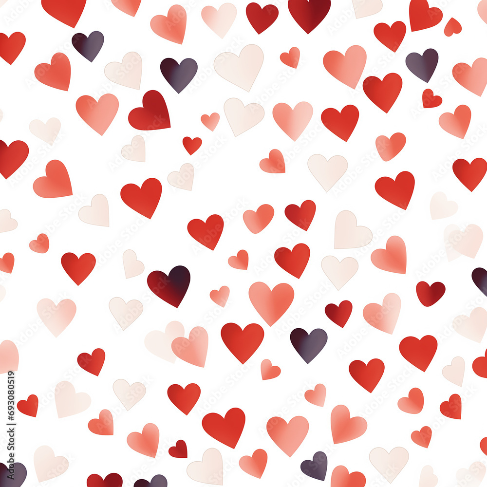 mini hearts pattern, design, white background
