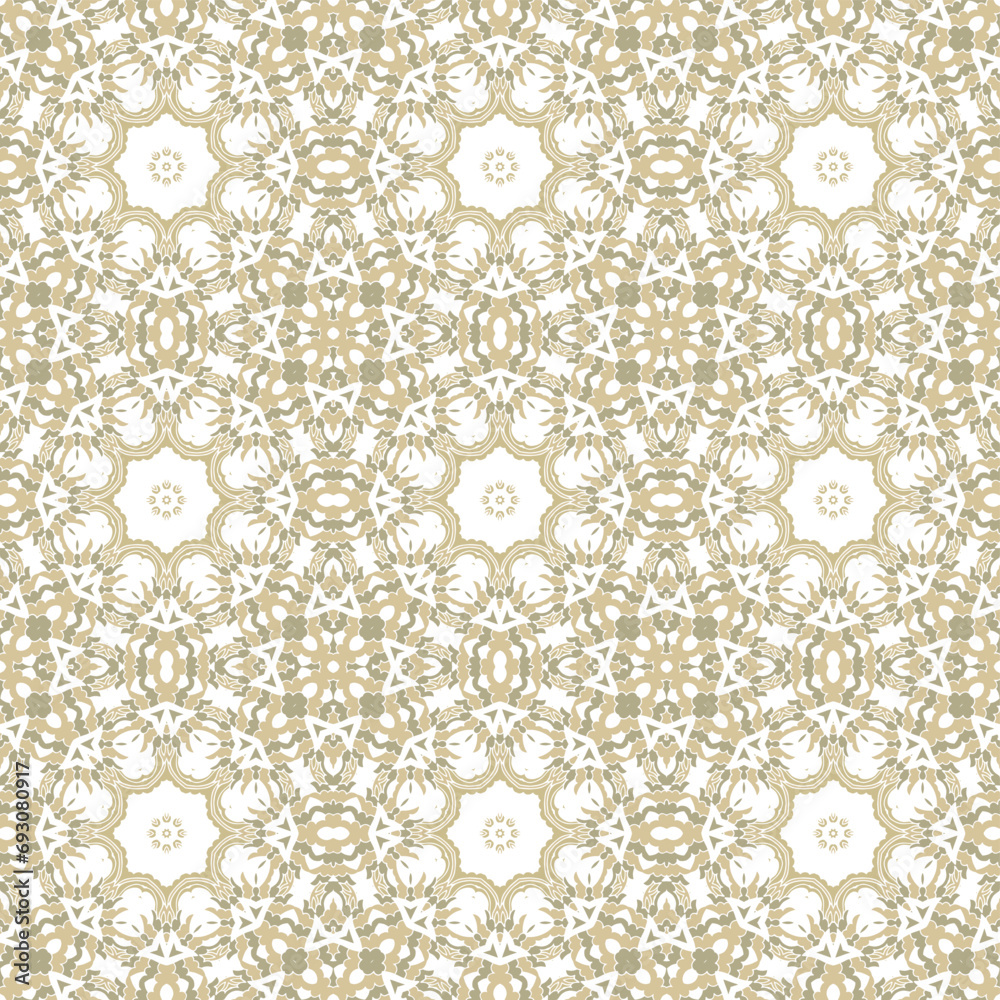 Golden -beige ornamental seamless vector pattern, on white background Golden -beige ornamental seamless vector pattern, on white background