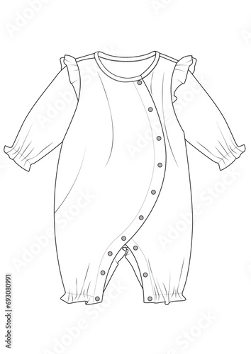 Baby Bodysuit fashion cad illustration 