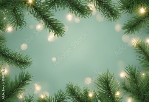 Green pine twigs in a Christmas garland isolated on transparent background