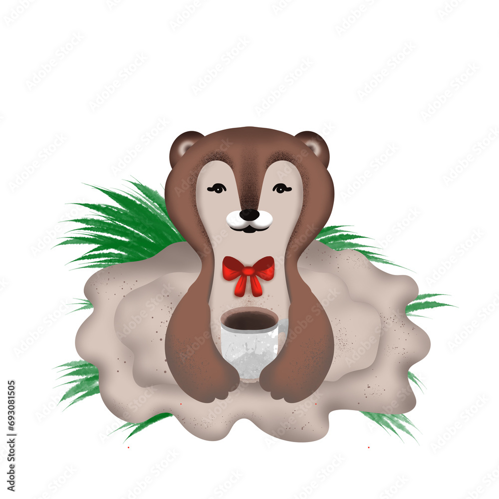 Fototapeta premium bear with a gift