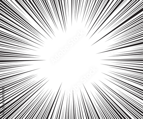 Background of comic book action lines. Speed lines Manga frame isolated on transparent background.. Radius speed lines vector background.