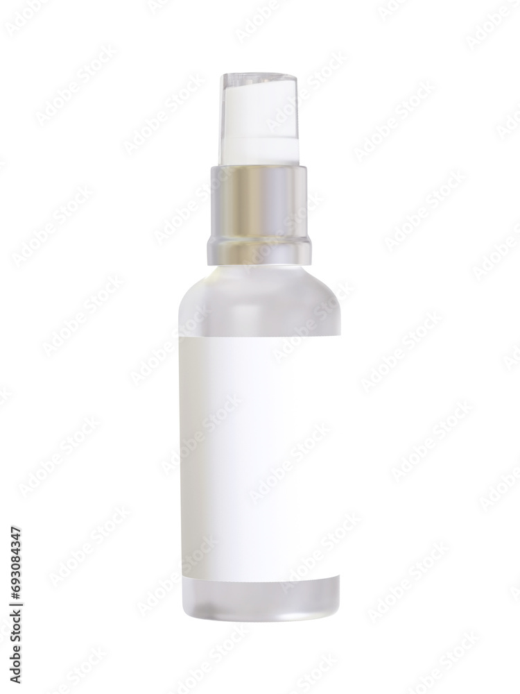 Realistic cosmetic packaging bottle white background, rendering 3D illustration Realistic cosmetic packaging bottle white background, rendering 3D illustration
