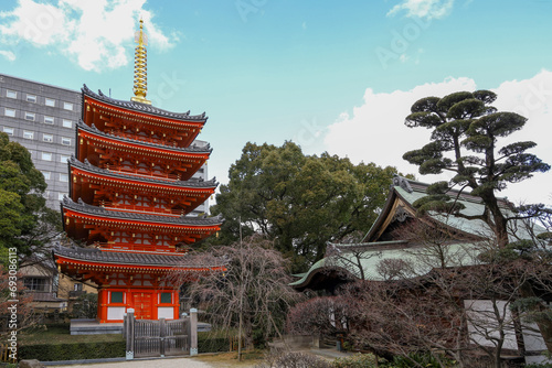 The Tochoji Temple is famous landmark in fukuoka city at japan photo