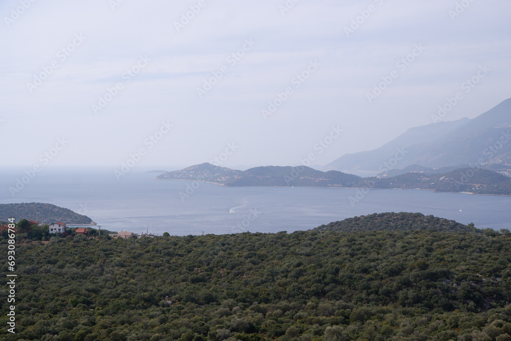 Landscape Photo of Sea, Moutains and Forest