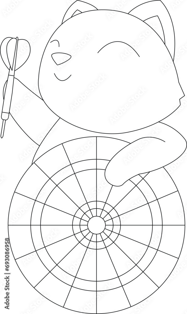Cat Darts Dartboard Sports Animal Vector Graphic Art Illustration Cat Darts Dartboard Sports Animal Vector Graphic Art Illustration